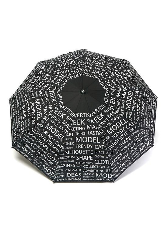 Зонт полуавтомат женский 593 "Words" на 9 спиц Черный Toprain (280898647)