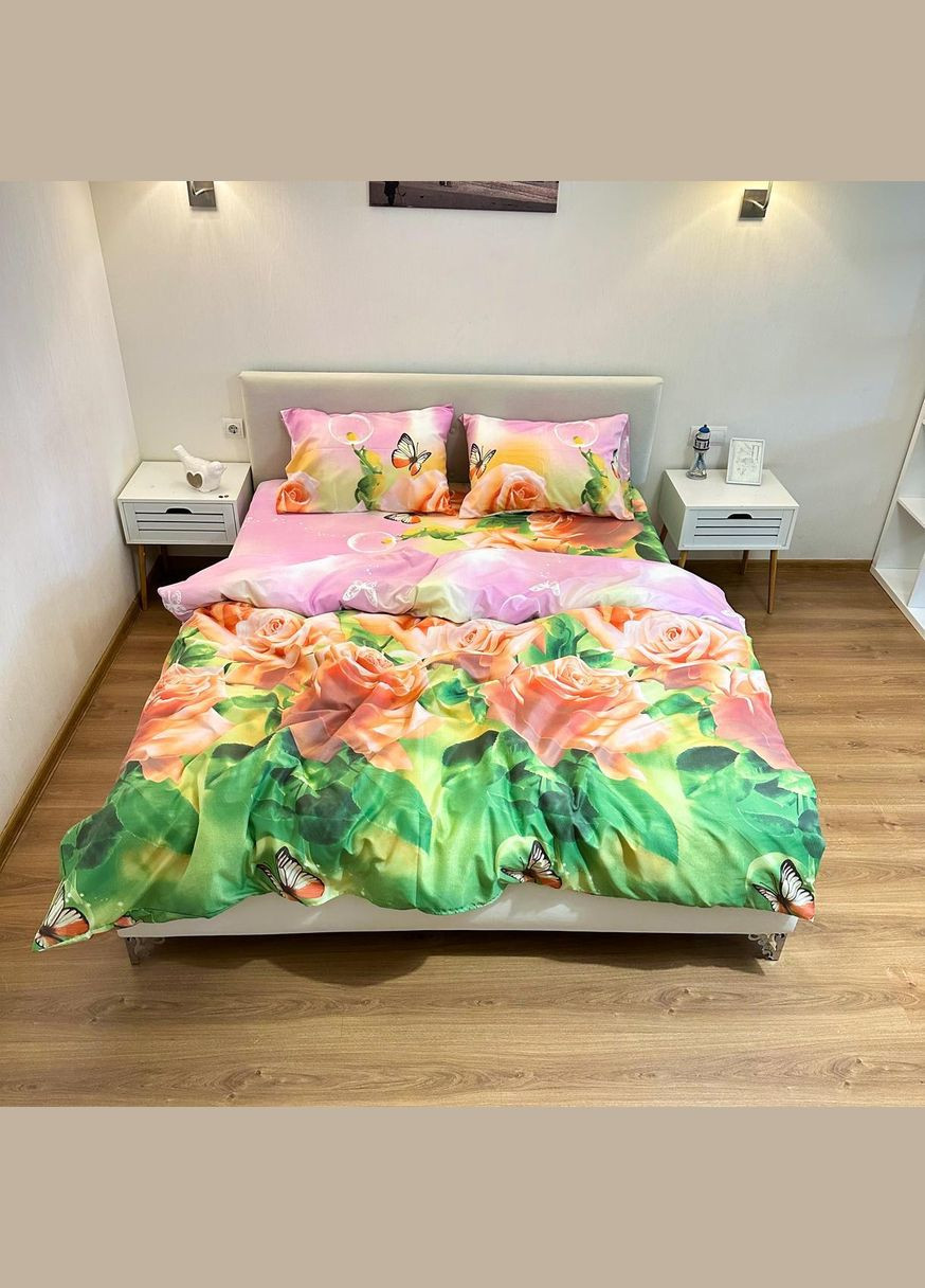 Постельное белье " ", Поликотон, Розово-Зеленый, Семейный, P-0097 Lelit (308071778)