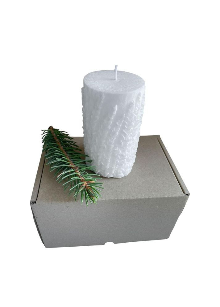 Свеча ручной работы с лавандовым узором белого цвета в подарочной коробке (TA0160_2) No Brand (367953921)
