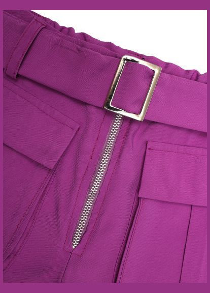 Фиолетовый летний костюм подростковый для девушки y21199-y21198 шорты-карго + фиолетовый футболка с белым. с шортами Y-Clu