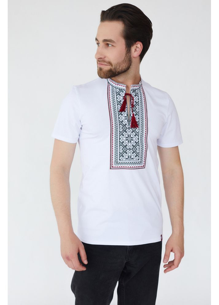 Біла чоловіча футболка-вишиванка з орнаментом (fm2830) Folk Moda (365859984)