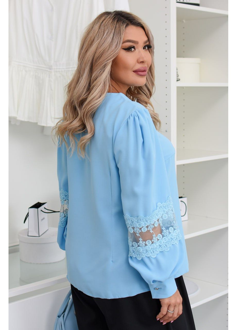 Индиго блуза женская с кружевом Style Point