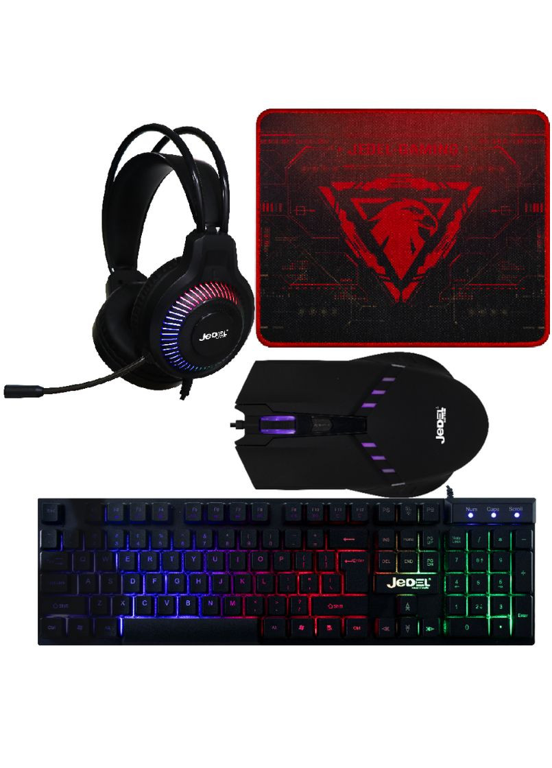Ігровий комплект Jedel CP-09 4в1 (клавіатура + миша + навушники + килимок + підставка) з підсвіткою Onikuma (363131710)