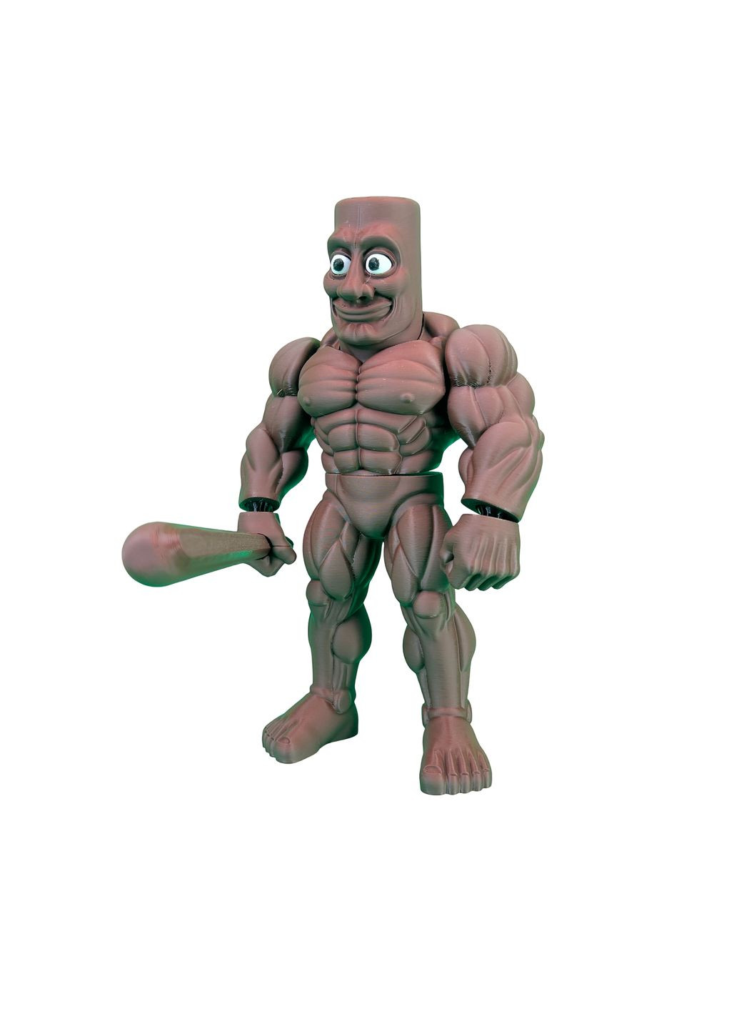 Іграшка "Tung tung tung Muscle Sahur" накачана деревʼяшка з серії Italian Brainrot коричневий 22 см (PIG10037) DrukHouse3D (352166166)