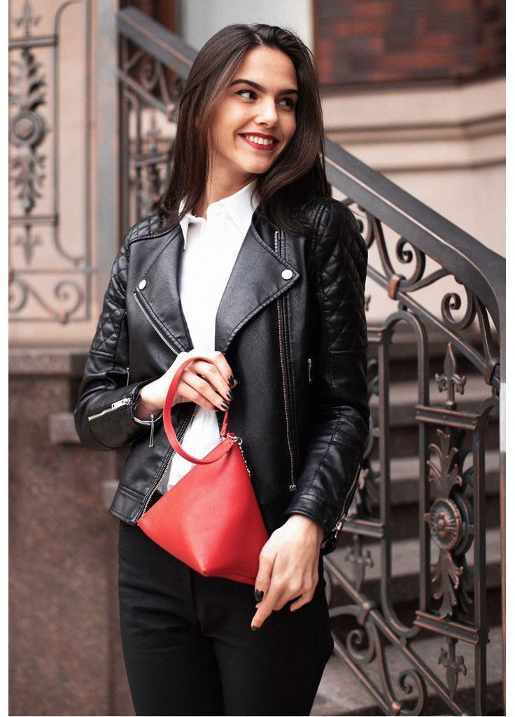 Кожаная женская сумка-косметичка Пирамида красная BlankNote (348359159)