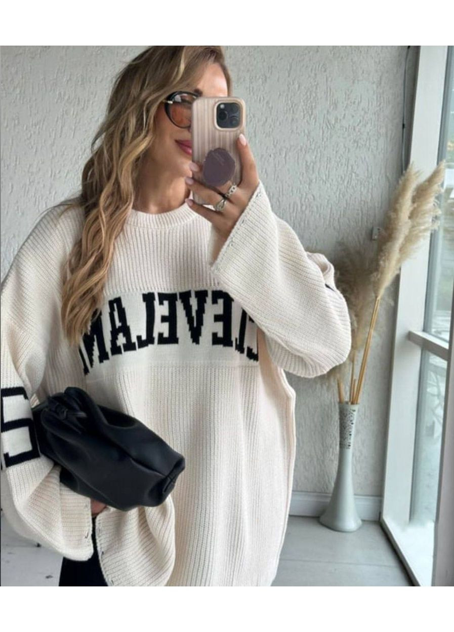 Молочный демисезонный удлиненный стильный свитер 🔥замер в описании GD/GL Модний простір