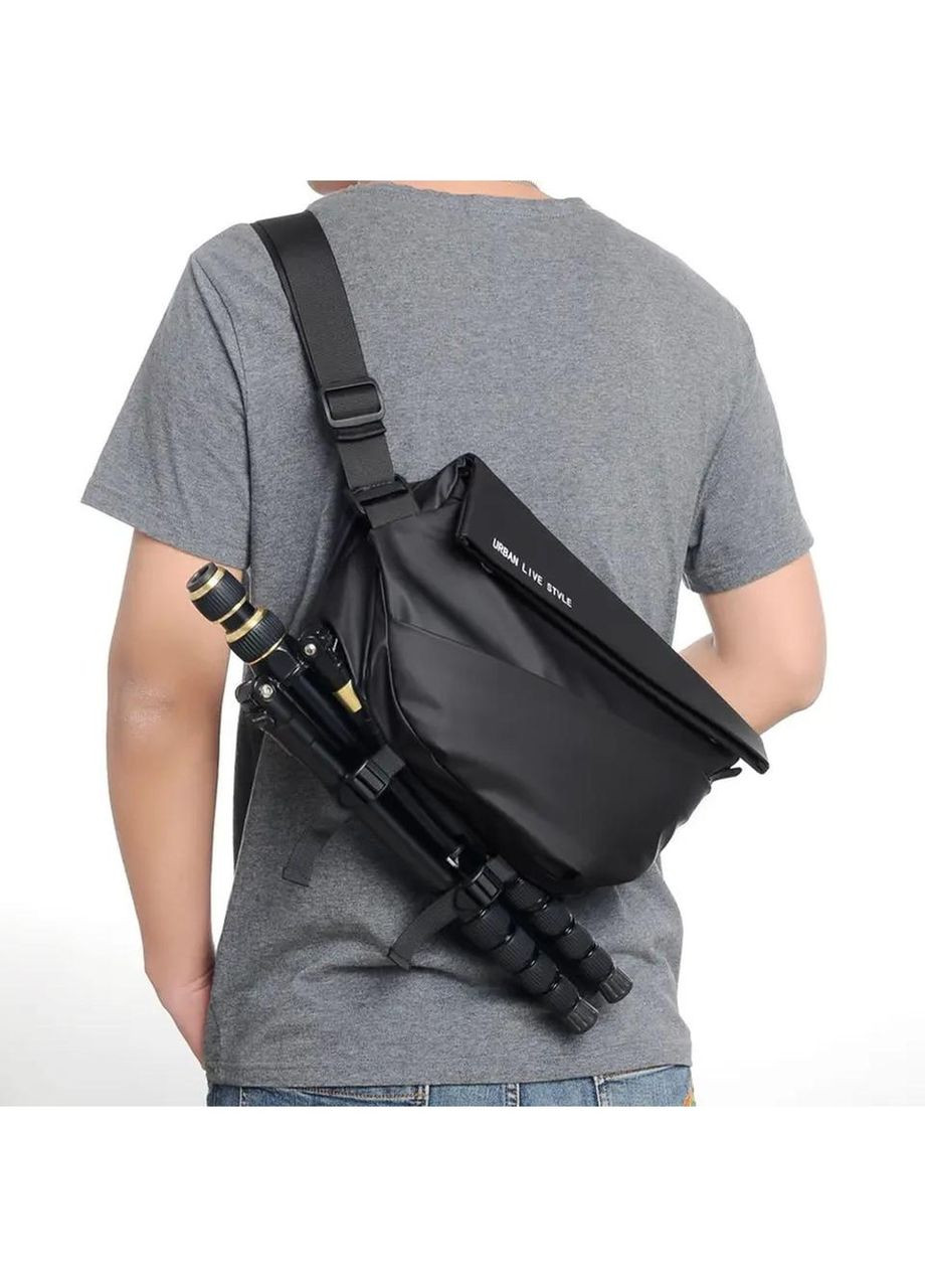 Сумка-слинг черная водонепроницаемая через плечо для мужчин и женщин спортивная дорожная сумка ProDobro (364672069)