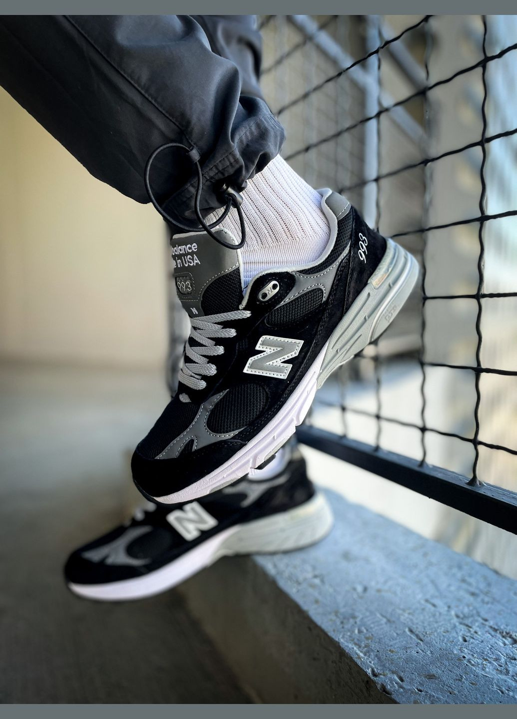 Черные всесезонные кроссовки мужские и женские new balance 993 black grey white | нью беланс 993 черные серые белые No Brand