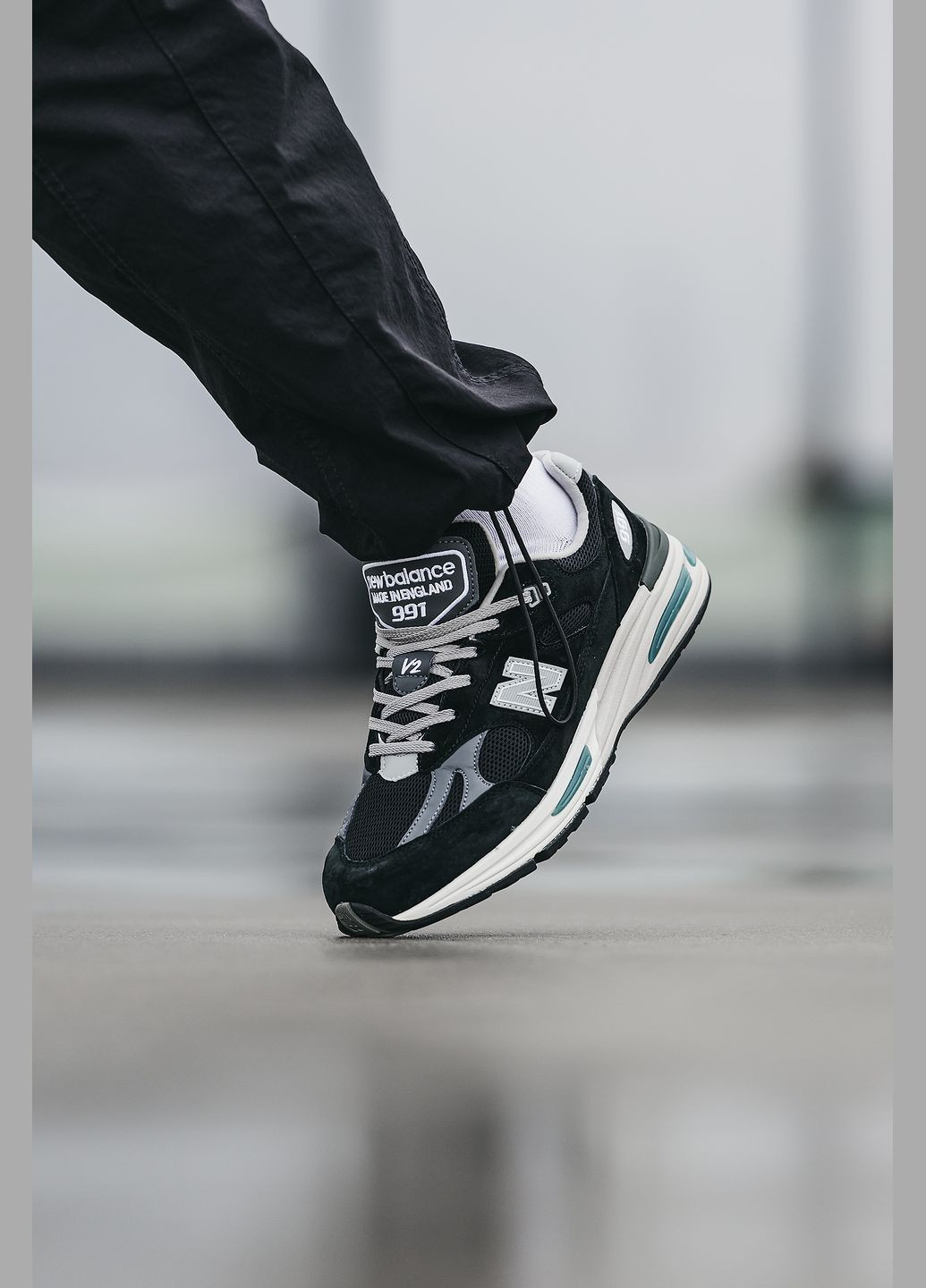 Чорні всесезон кросівки чоловічі new balance 991v2 black | нью беланс 991в2 чорні No Brand