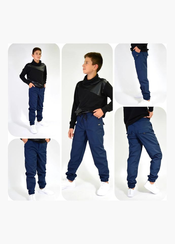 Штани джогери дитячі для хлопчика водонепроникні на флісі, софт-шелл Polin Line штани (299669963)