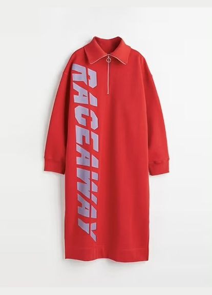 Красное платье оверсайз H&M с рисунком