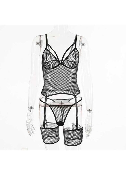 Чорний демісезонний спокусливий комплект з імітацією панчіх s/m k000830 No Brand