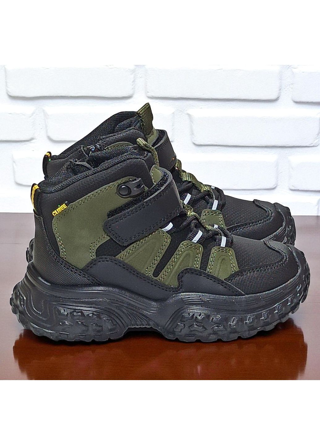 Хаки спортивные, повседневные, кэжуал осенние утепленные демисезонные ботинки, демисезонные хайтопы, утепленные хайтопы на флисе для мальчика клиби Clibee