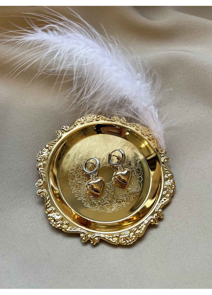 Серьги с сердцем биколор (золото и серебро) 5388 LeBijou (367579948)