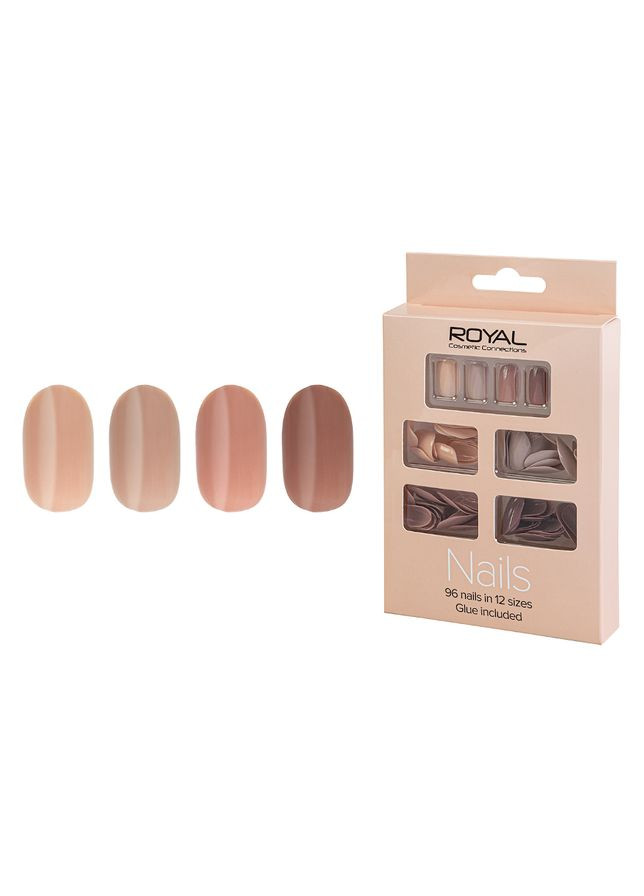 96 Накладних нігтів в комплекті із клеєм Cosmetics 96 Glue-On Nail Tips "Natural" Royal (301417160)
