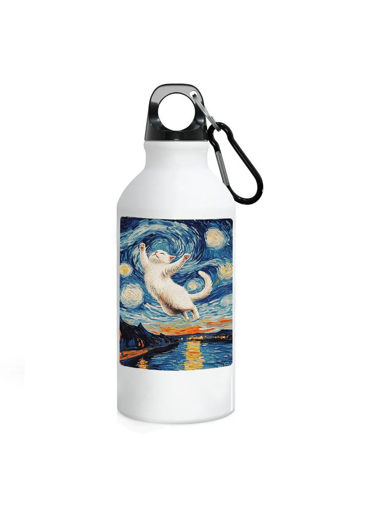 Фляга (бутылка) для воды с карабином 500 мл Металлическая (Туристическая, Для кемпинга, Для спорта) #197 500 мл Белый No Brand (323639535)