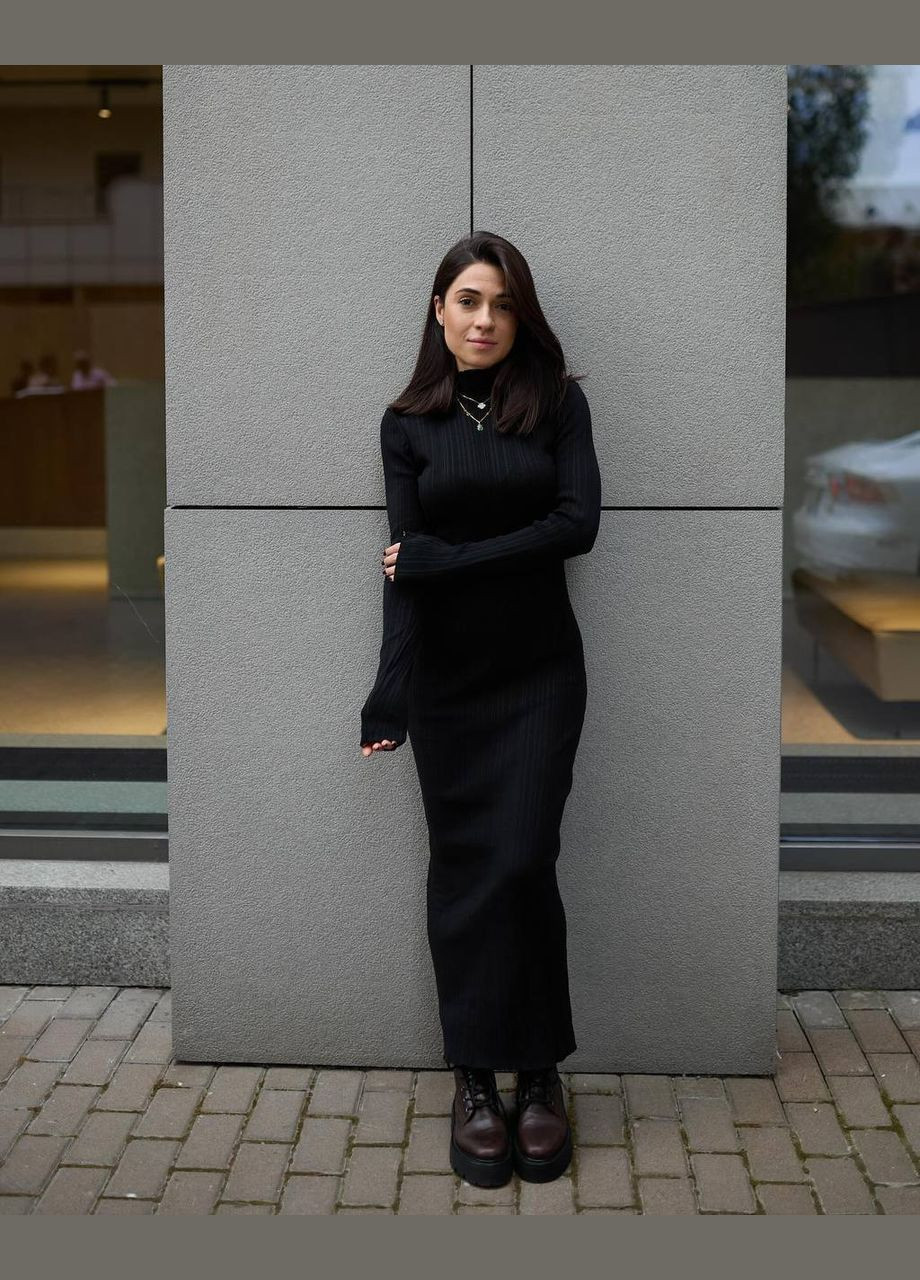 Черное очень теплое ангоровое платье No Brand