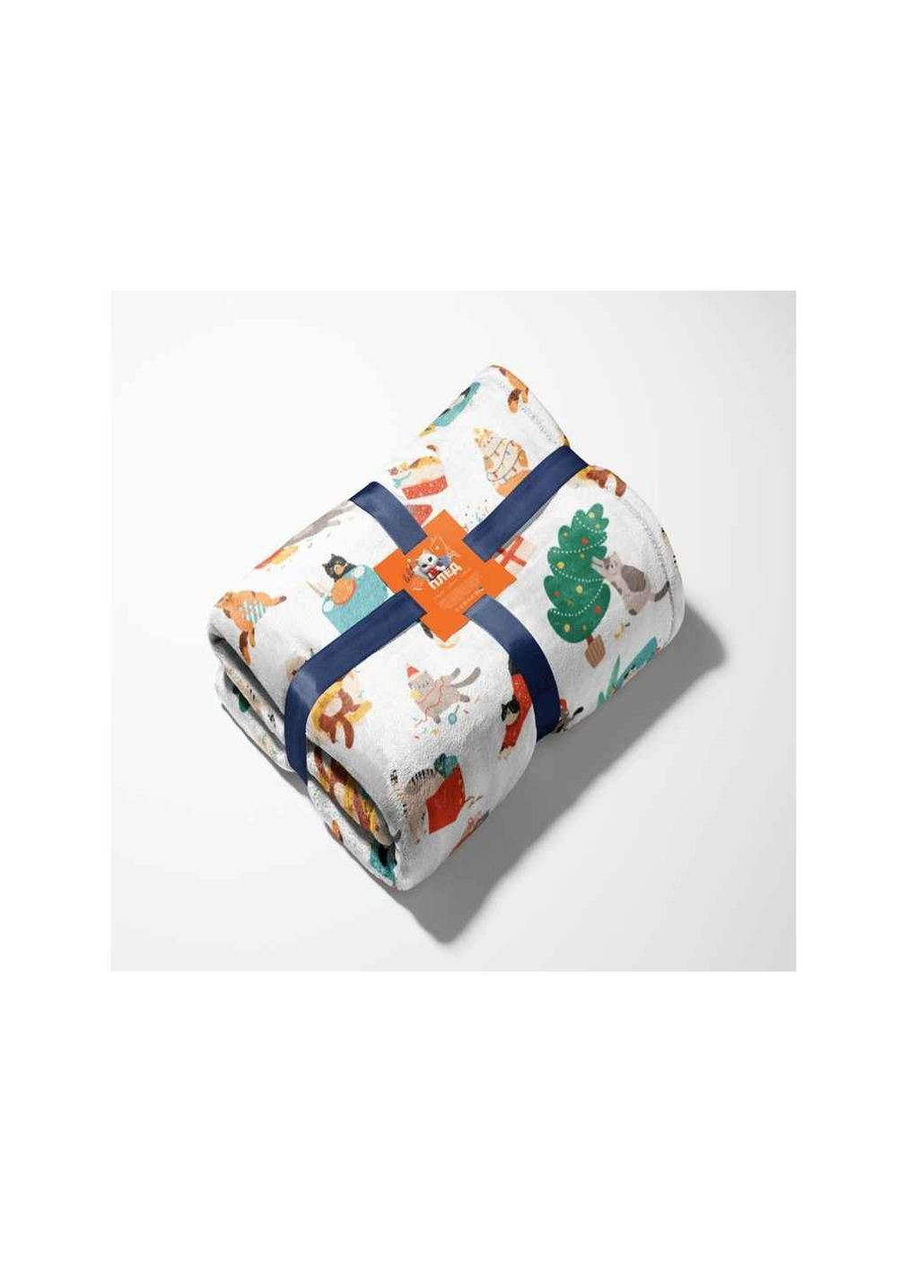 Плед Новогодний Велсофт, Белый с принтом. Lelit (354339679)