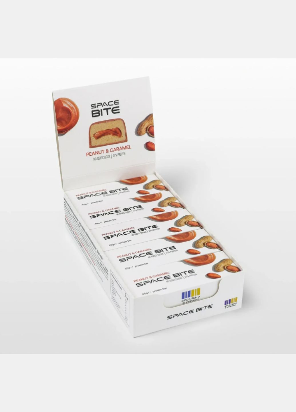 Протеїновий батончик Space Bite 10x45g арахісовий карамель без цукру для перекусу Spacefood (369668818)