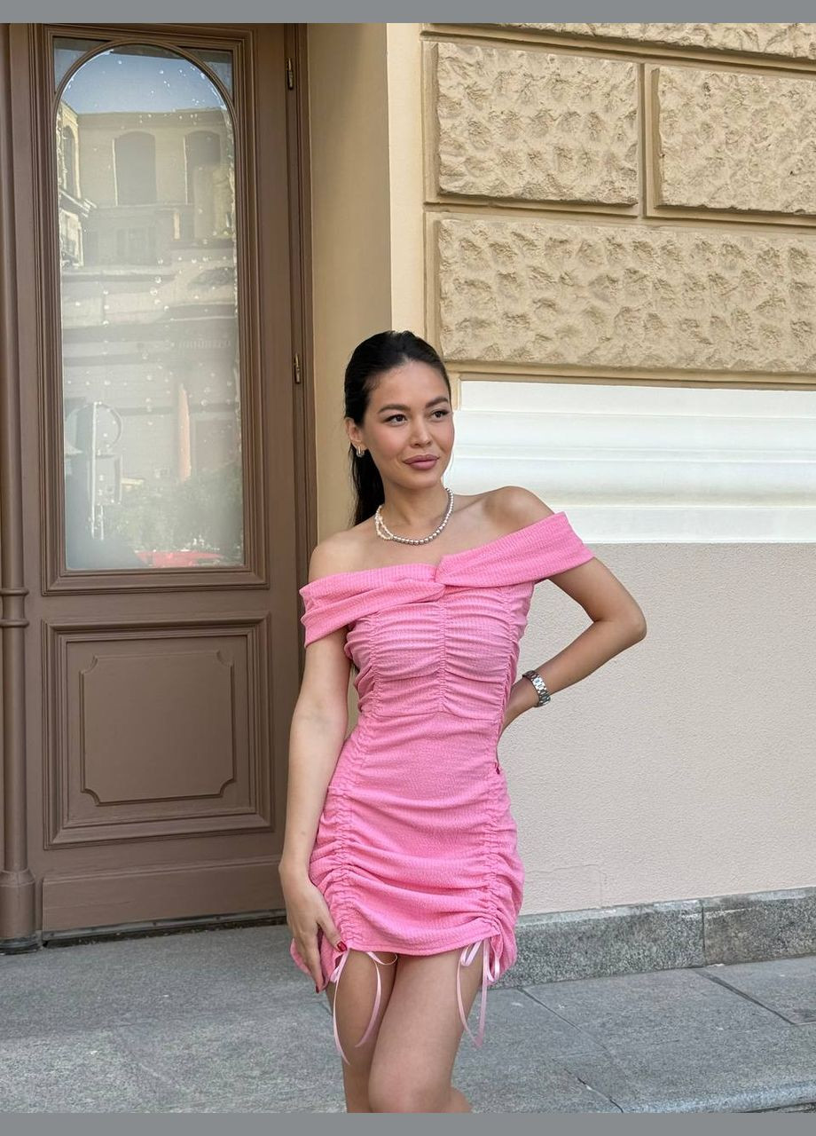 Рожева повсякденний, кежуал, коктейльна, вечірня жіноча сукня силуетна FINO Mode