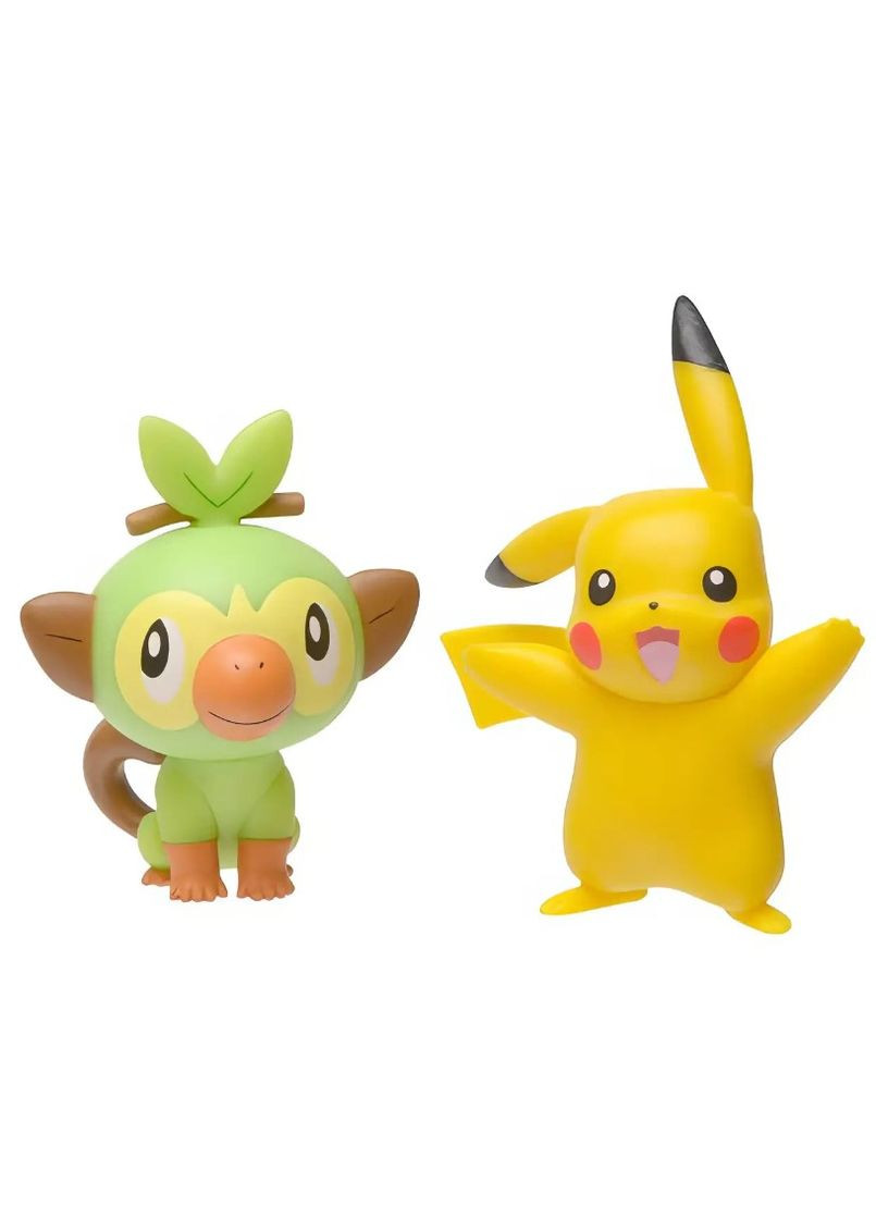 Набір бойових фігурок Покемон Пікачу, Груки - Pokémon, Pikachu, Grookey, Battle figure pack Shantou (301084313)
