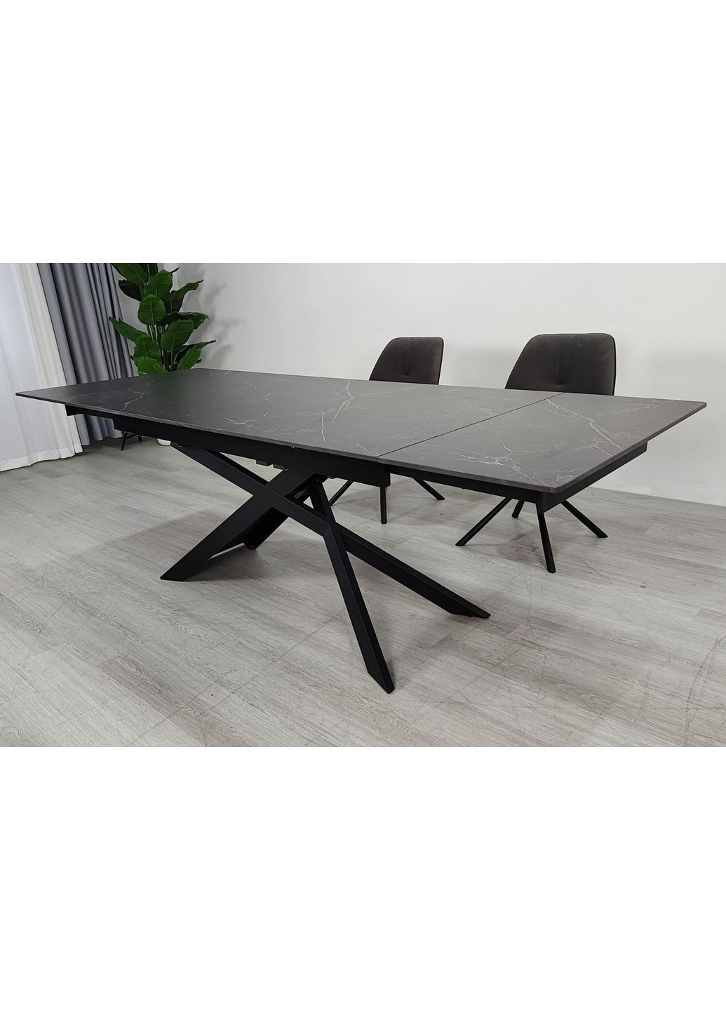 Стіл обідній розкладний MADISON CERAMIC 160(240)*90 чорний мат/чорний Intarsio (372178441)