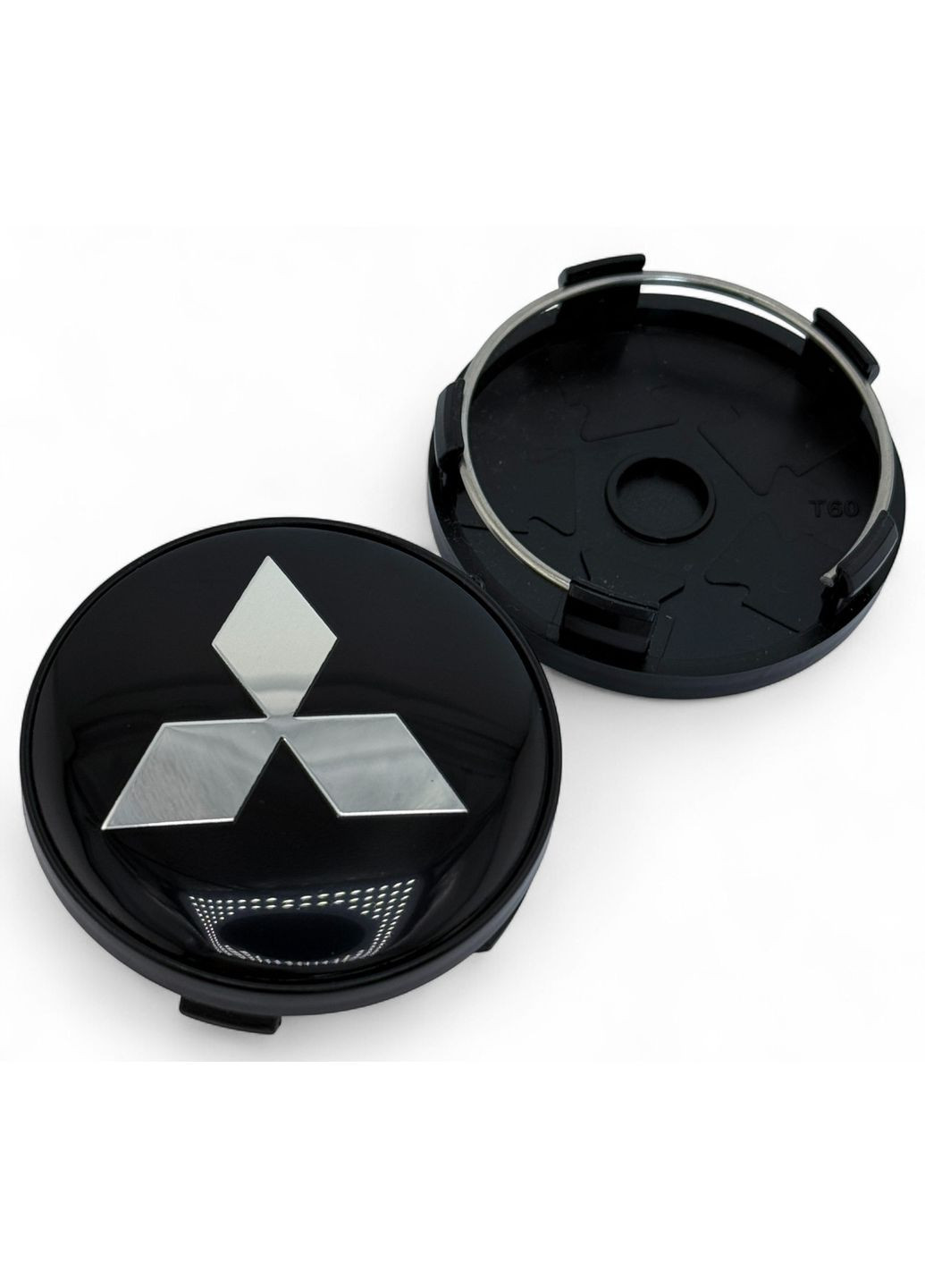 1 штука Колпачок в диски Мицубиси заглушка для дисков 60/56 мм Черные с хром логотипом No Brand (364959071)