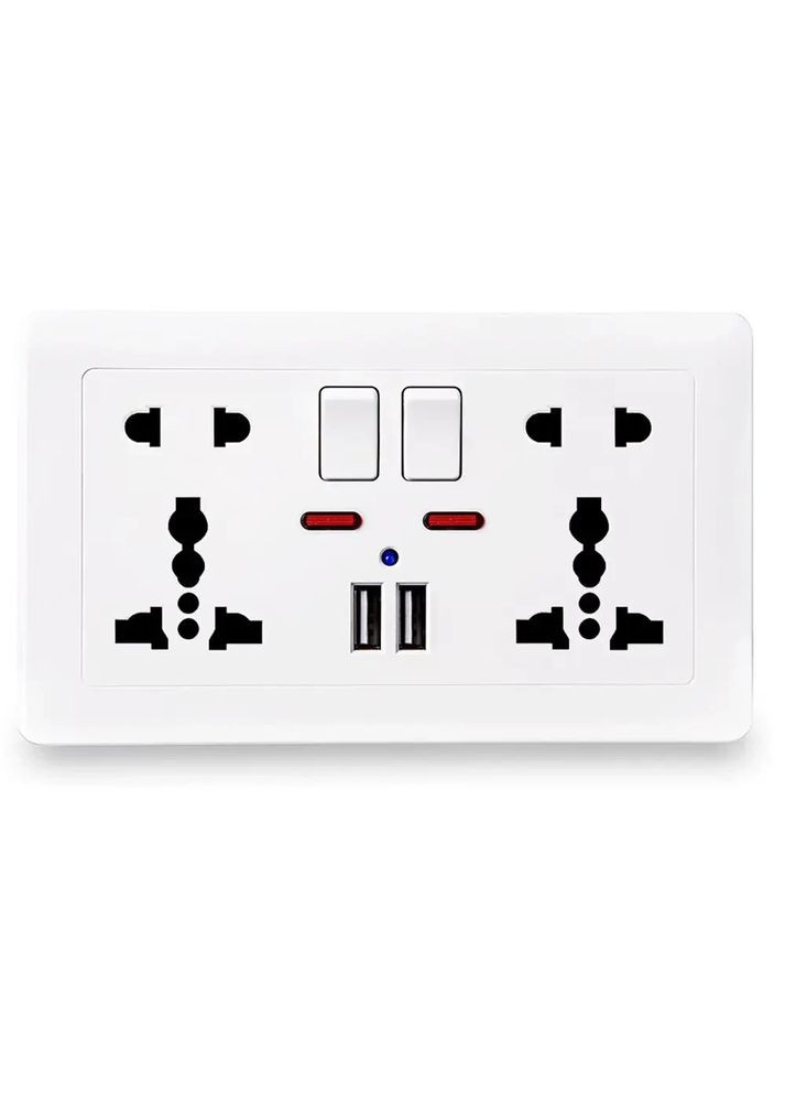Розетка Delviz DZ-E4-11 SmartHD + USB*2 універсальна з вимикачем white велика No Brand (361960684)