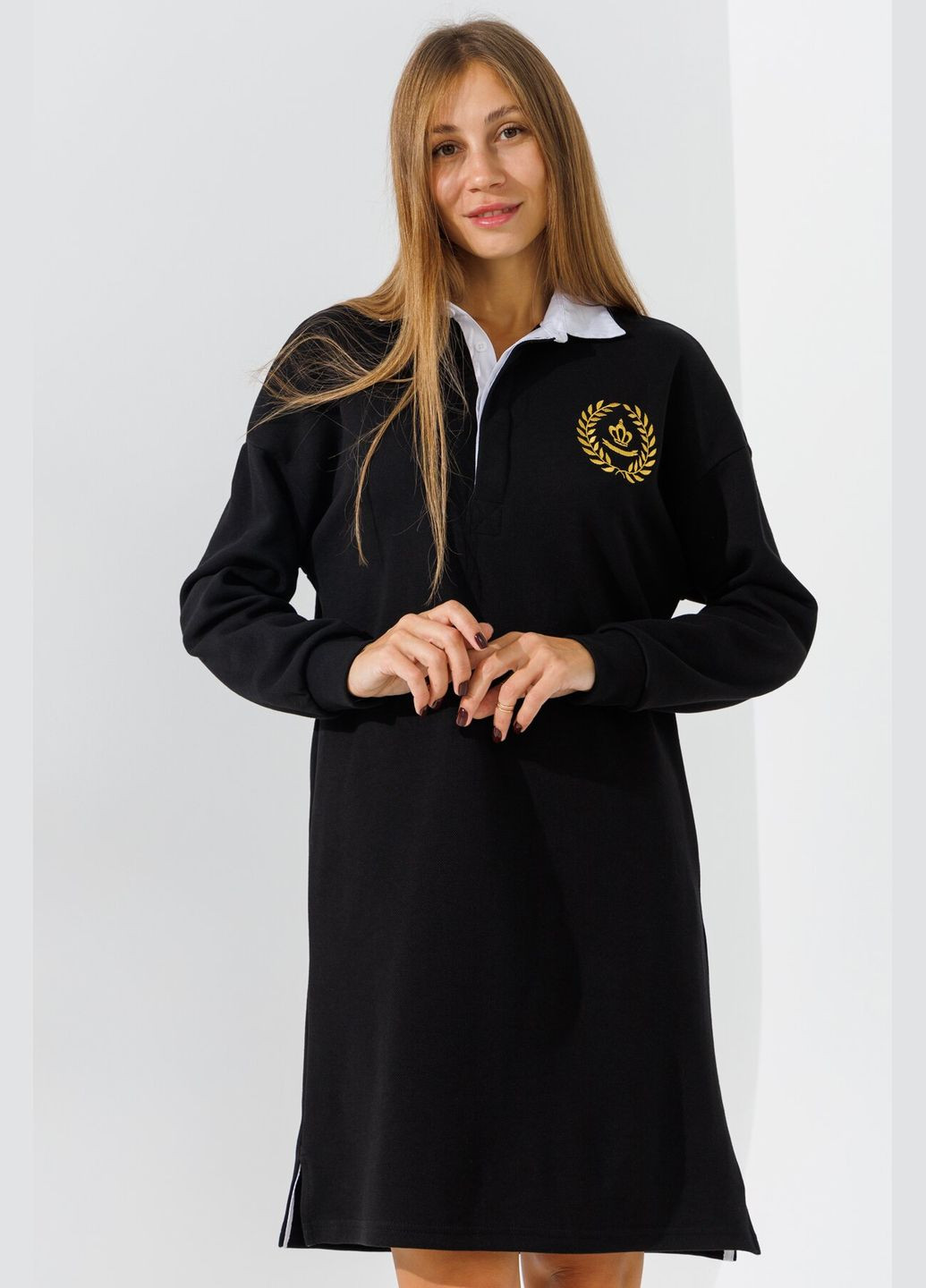 Черное платье с принтом женское e-wt02301 черный shop (2000990806673) LAWA