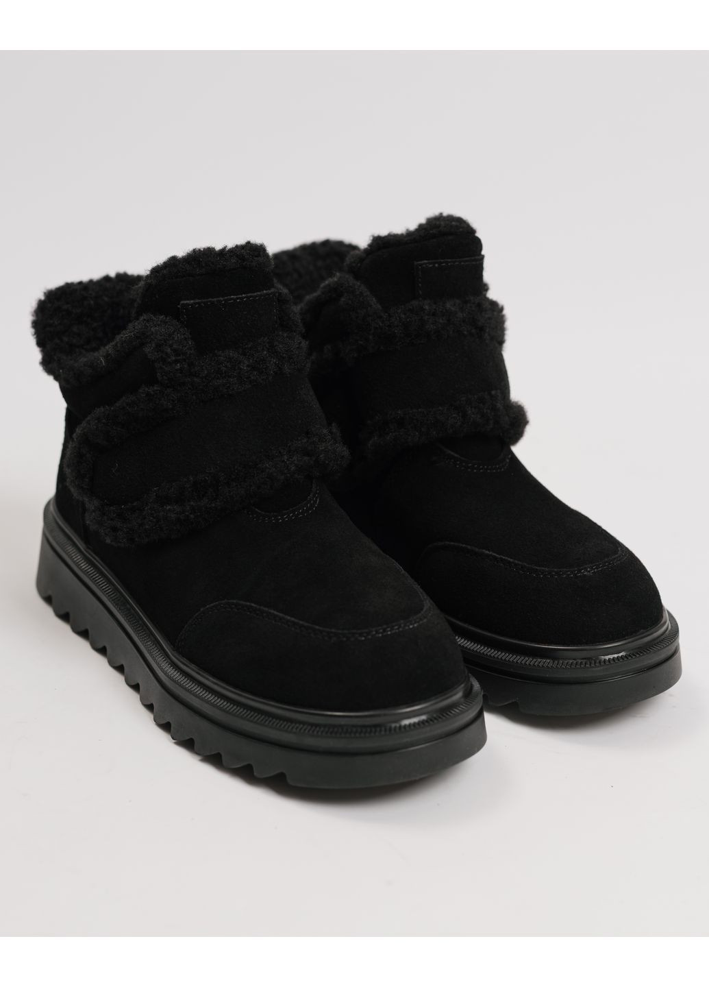 Зимние ботинки зимние на липучке замша шерсть Lola Andy из натуральной замши
