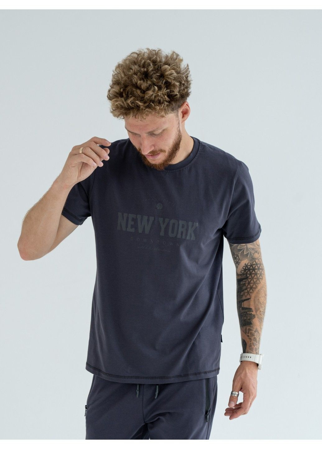 Темно-серая мужская футболка new york пепельная Teamv