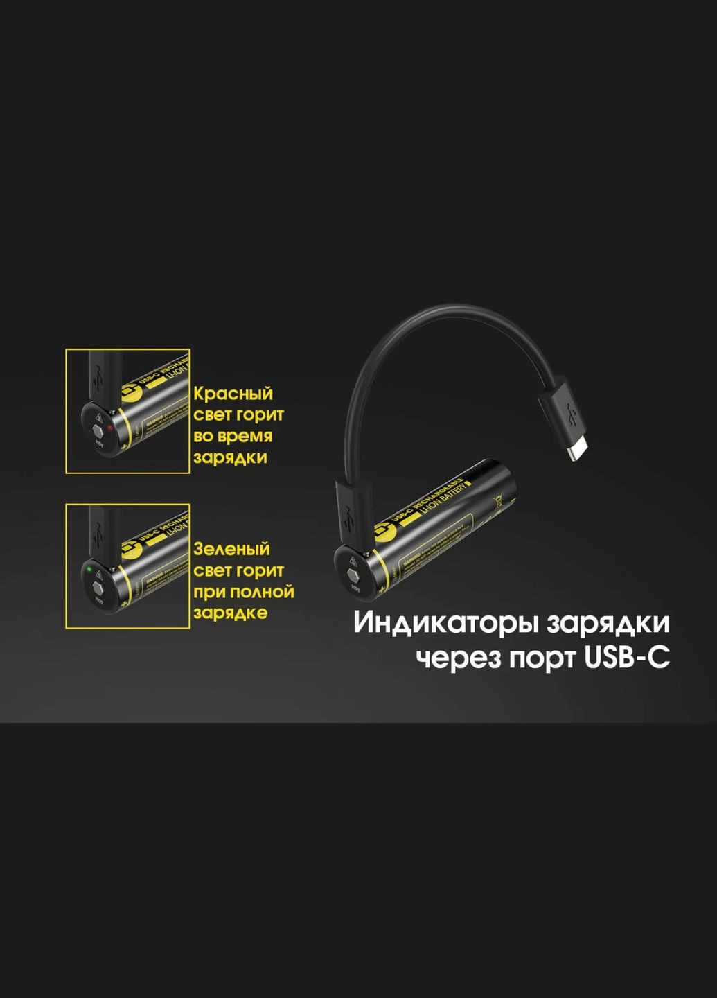 Акумулятор 18650 NL1834R 3400mAh 3.7V Li-Ion із зарядкою від USB-C (Чорний) Nitecore (336380928)