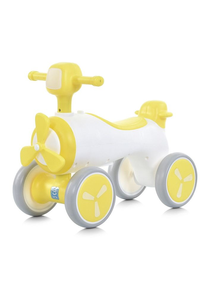 Детская каталка-толокар желтая до 25 кг для детей от 1 года с музыкой и светодиодами игрушка для прогулок Bambi (368759869)