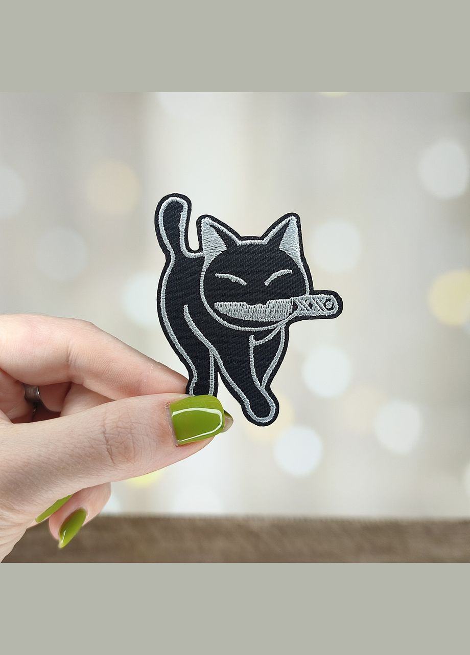 Нашивка, патч "Черный кот с ножом" SureGeek (317046621)