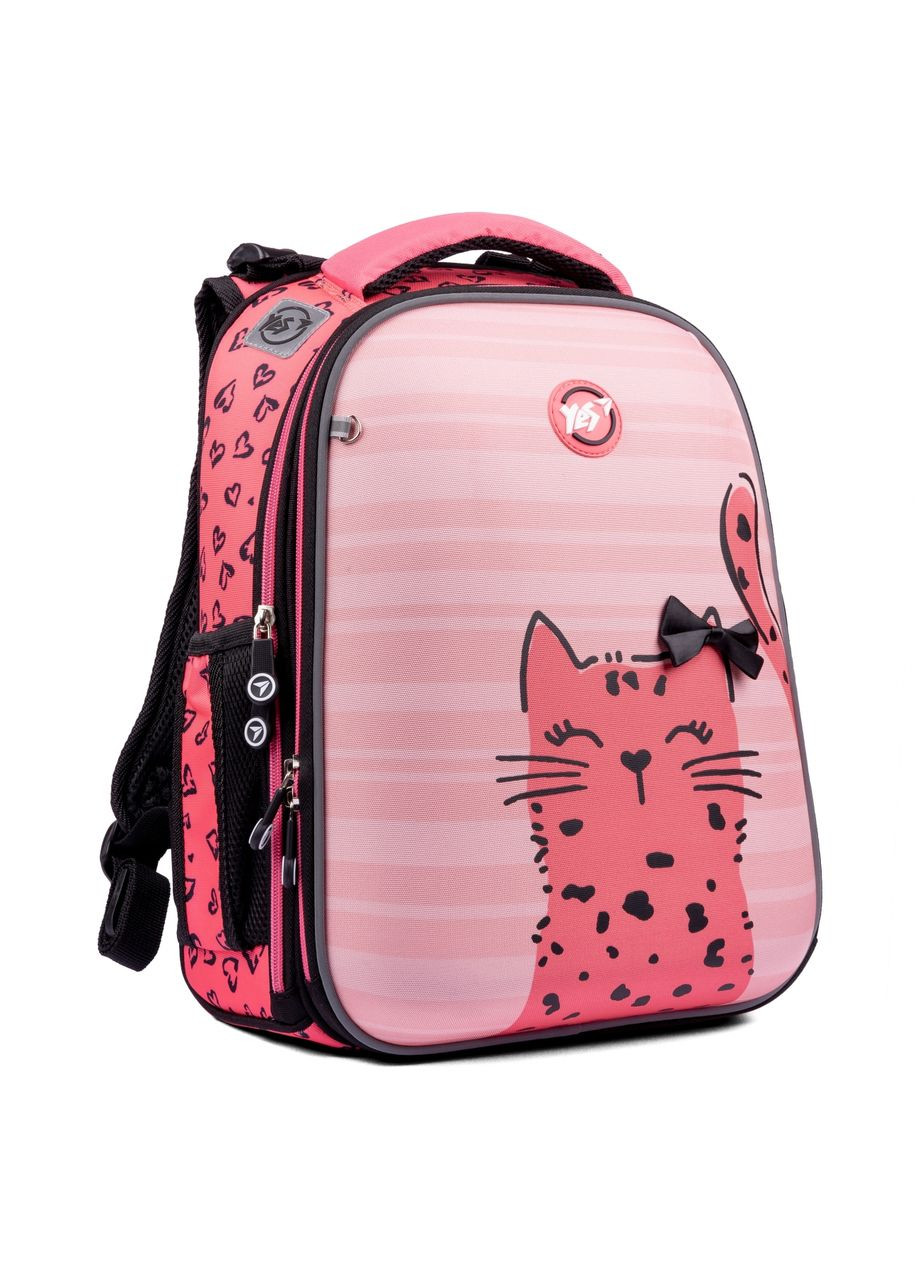 Шкільний рюкзак, каркасний, два відділення, дві бічні кишені, розмір: 38*30*15 см, кораловий Cats Yes (266911812)