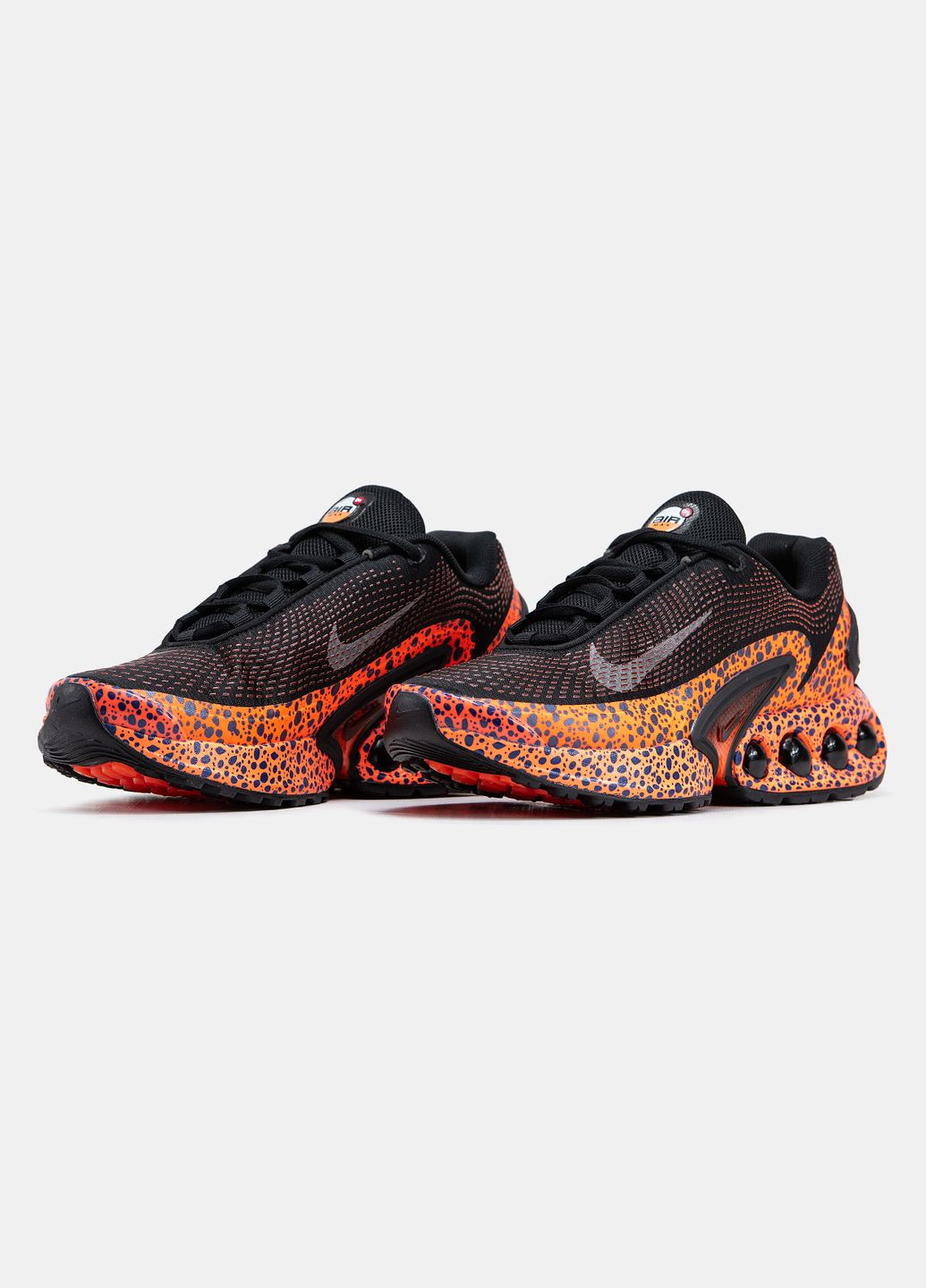Черные всесезонные кроссовки мужские и женские nike air max dn safari black orange | найк аир макс дн черные оранжевые No Brand