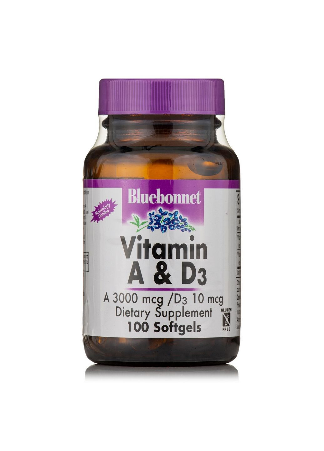 Вітаміни та мінерали Vitamin A & D3, 100 капсул Bluebonnet Nutrition (293342997)