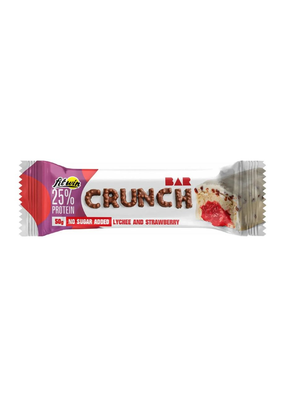 Протеїновий батончик Crunch Bar без цукру, лічі та полуниця,, 12 шт по 50 г FitWin (361114071)