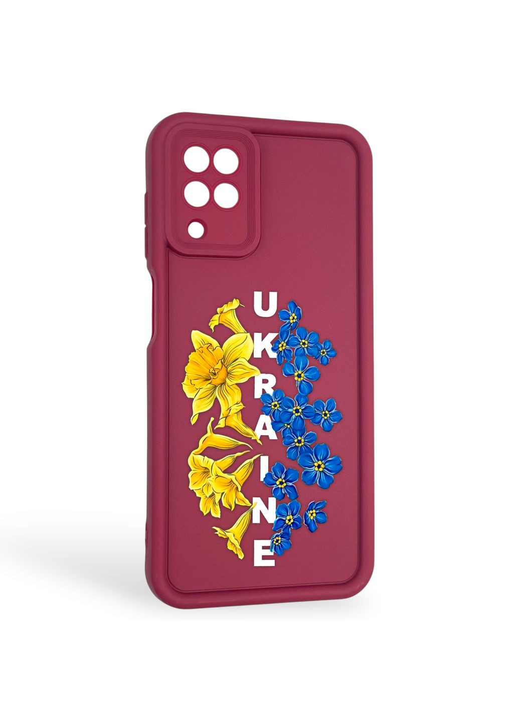 Чохол силіконовий Soft Touch з 3D принтом для Galaxy A12 (SM-A127F) бордовий (Повний захист камери) Samsung (373670653)