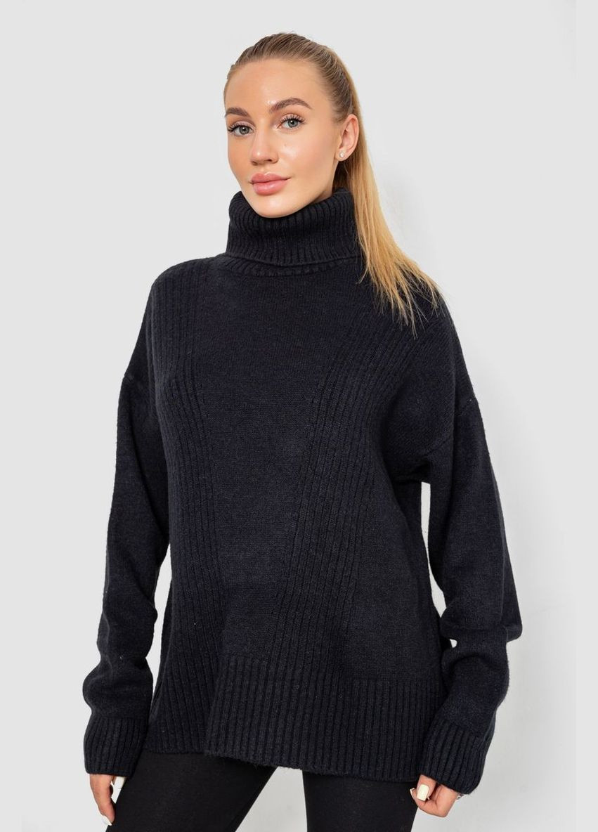 Черный свитер - гольф женский шерстяной, 244r2050 Ager