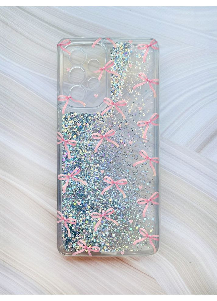 Чехол с плавающими серебряными блестками на Samsung Galaxy A53 4G/A53 5G Бантики (принт 404) Creative (355405094)