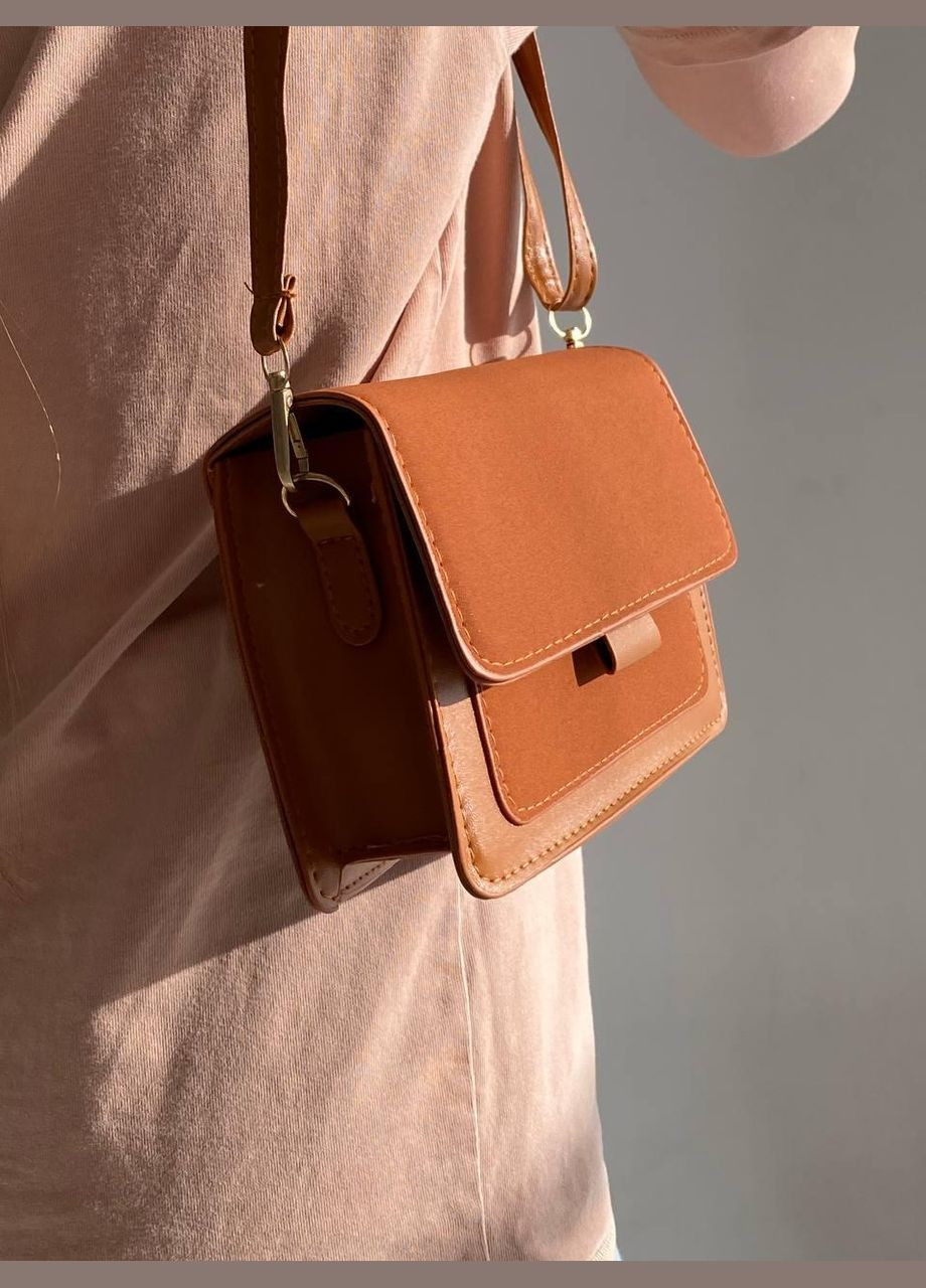 Женская сумка 6418 кросс-боди замшевая коричневая рыжая No Brand (296008138)