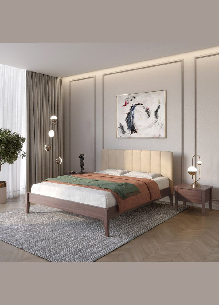 Двоспальне дерев'яне ліжко Лондон ДК /Аляска 23 (Бежевий) Б1 140х190 см (MBG-6593) Mebigrand (368278590)