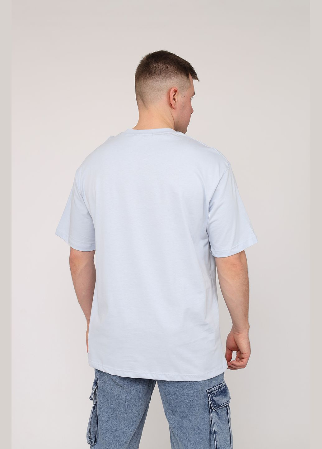 Голубая футболка с коротким рукавом мужская цвет голубой цб-00272019 Yuki