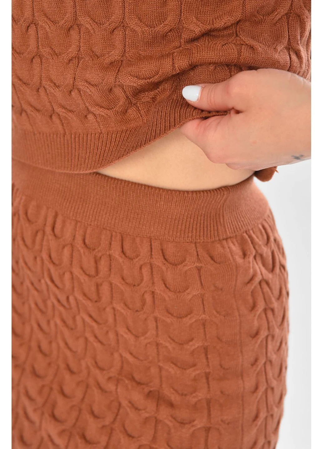 Костюм женский однотонный коричневого цвета Let's Shop (390366477)