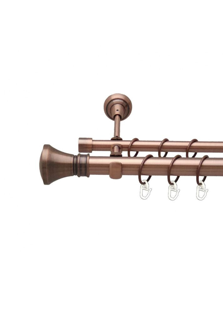 Карниз Люксор металлический двухрядный открытый гладкая труба Медь 25\16 мм 200 см (00-00012541) ORVIT (300285127)