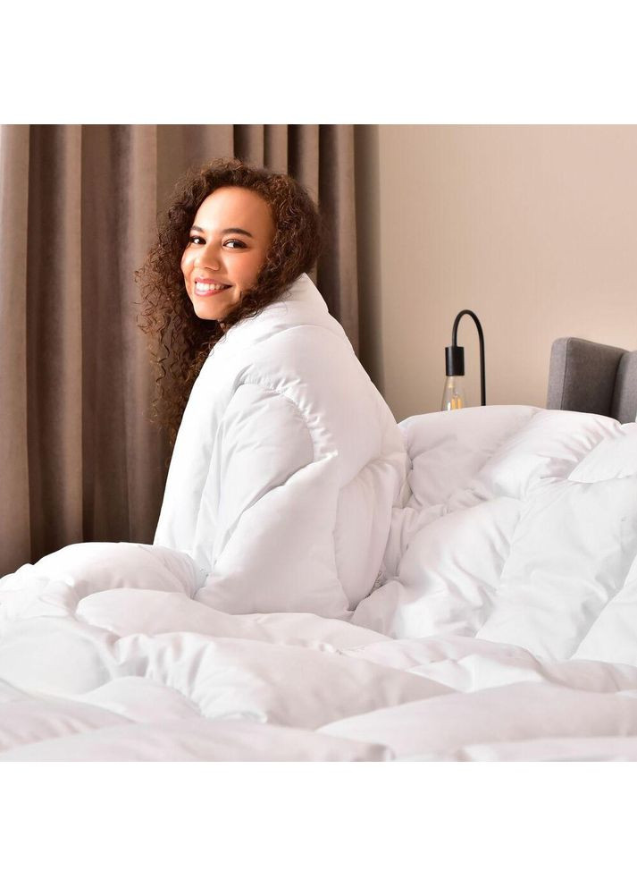 Ковдра зимова євро 200х220 см штучний пух, для готелів, дому, тепла ковдра біла, аналог пуху IDEIA (303341966)
