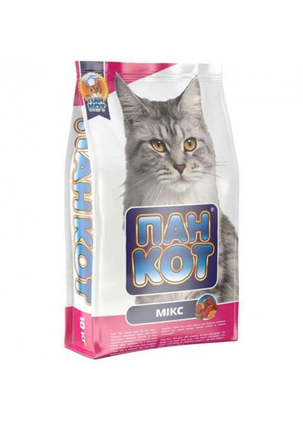 Пан Кіт — Мікс 10 кілограмів, корм для котів з вмістом риби, яловичини, курки Пан Кот (278308287)