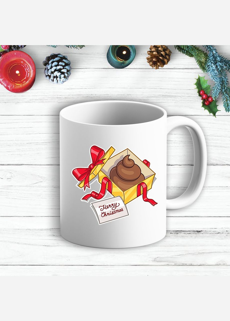 Белая кружка (чашка) с новогодним принтом "Merry Cristmas" Кавун Чашка (316111932)