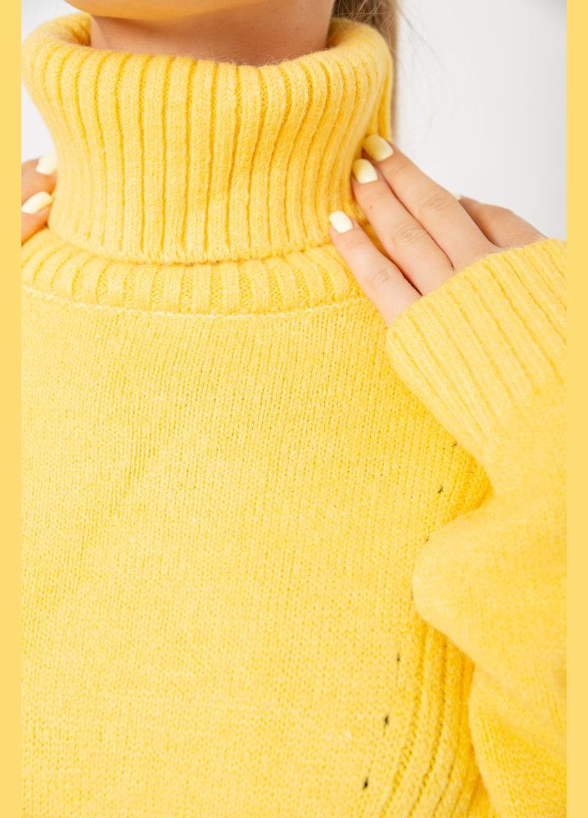 Желтый демисезонный свитер - гольф женский шерстяной, 244r2050 Ager